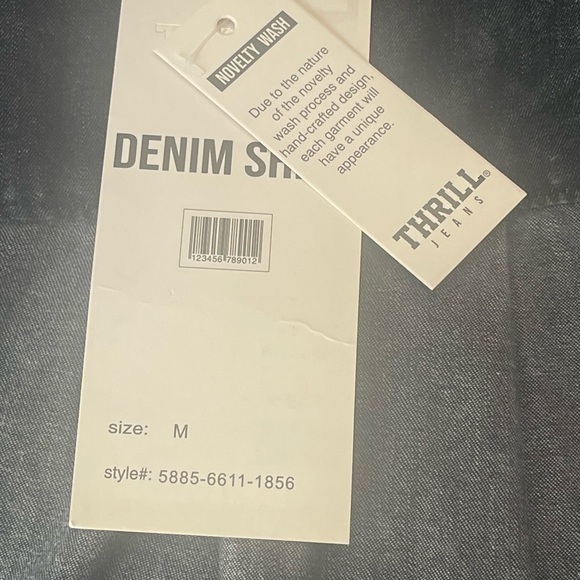 Thrill Jeans Hi Low Denim 
Shirt Women Dark Gray Acid
Wash Destroyed size M - Picture 14 of 15